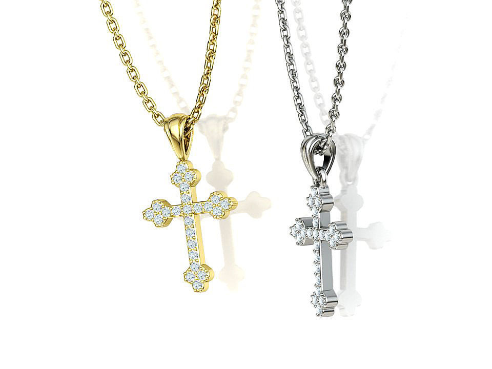 Diamond Cross 16mm Height Necklace Pendant 3Dprint model 3D print model_1