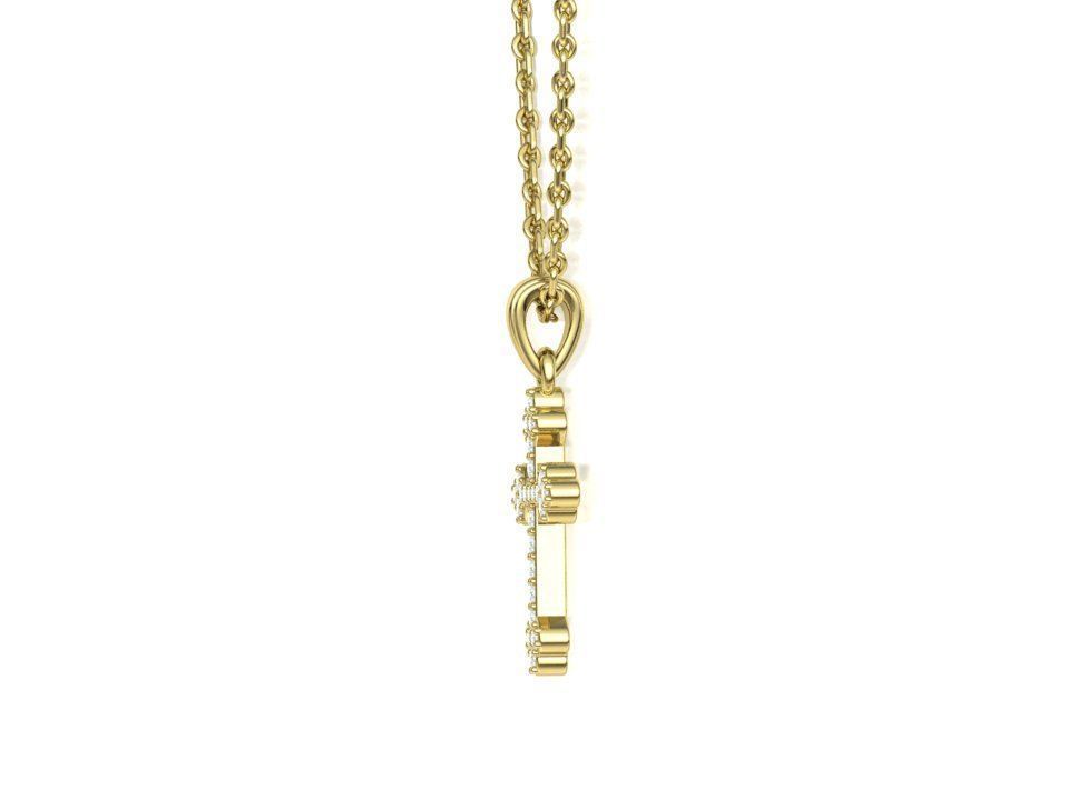 Diamond Cross 16mm Height Necklace Pendant 3Dprint model 3D print model_26