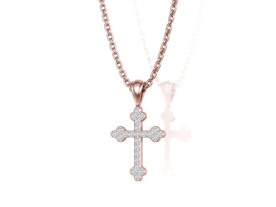 Diamond Cross 16mm Height Necklace Pendant 3Dprint model 3D print model_28