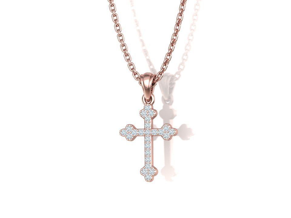Diamond Cross 16mm Height Necklace Pendant 3Dprint model 3D print model_31