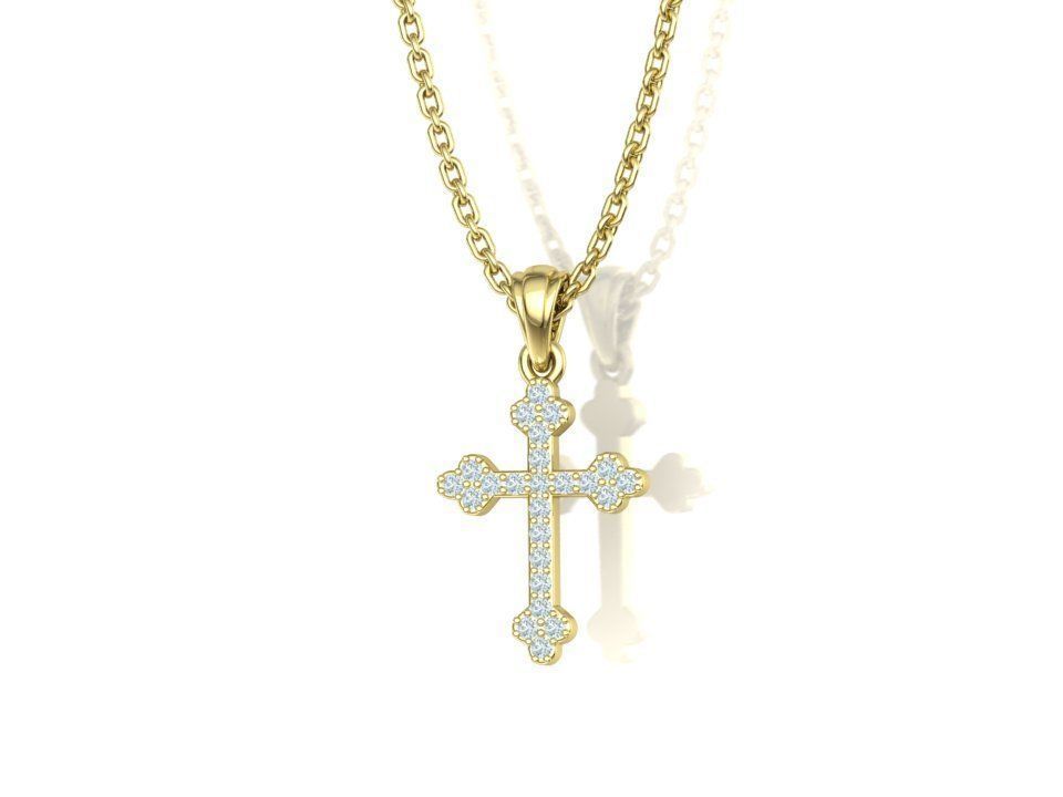 Diamond Cross 16mm Height Necklace Pendant 3Dprint model 3D print model_13