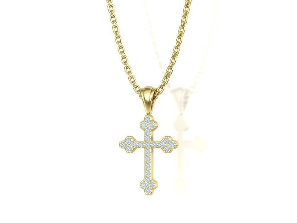 Diamond Cross 16mm Height Necklace Pendant 3Dprint model 3D print model_29