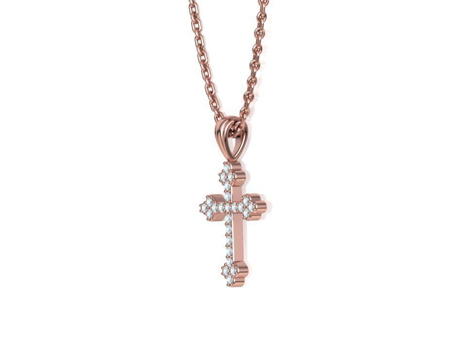Diamond Cross 16mm Height Necklace Pendant 3Dprint model 3D print model_18
