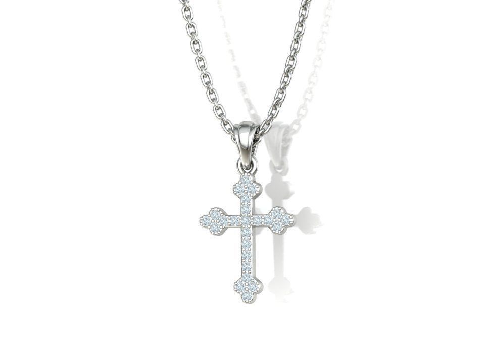 Diamond Cross 16mm Height Necklace Pendant 3Dprint model 3D print model_14