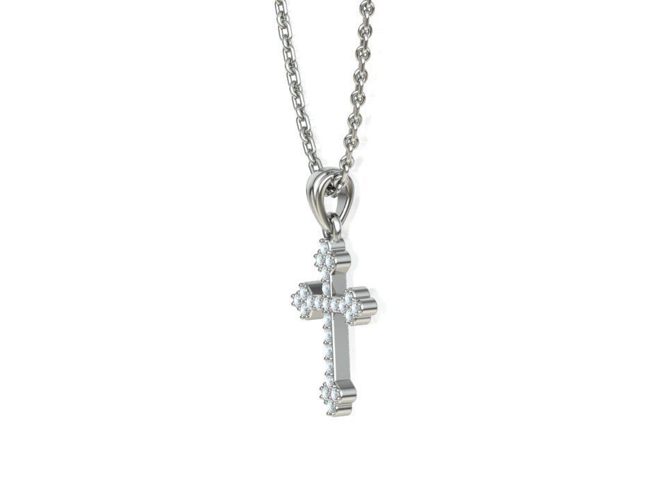 Diamond Cross 16mm Height Necklace Pendant 3Dprint model 3D print model_17