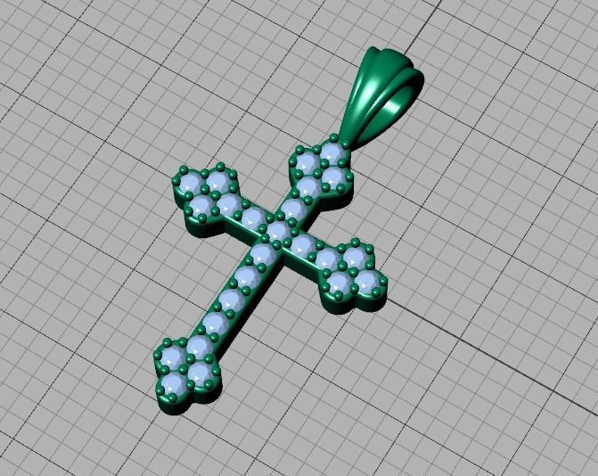 Diamond Cross 16mm Height Necklace Pendant 3Dprint model 3D print model_36