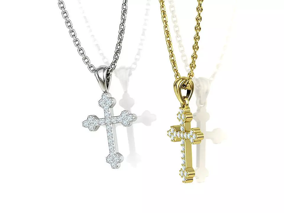 Diamond Cross 16mm Height Necklace Pendant 3Dprint model 3D print model_0