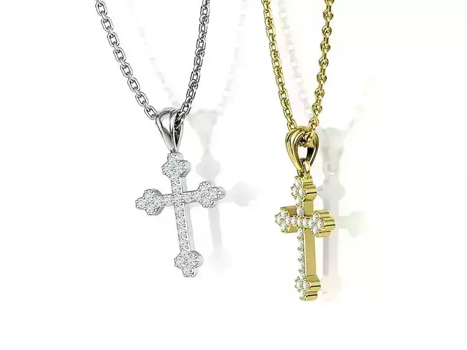 Diamond Cross 16mm Height Necklace Pendant 3Dprint model