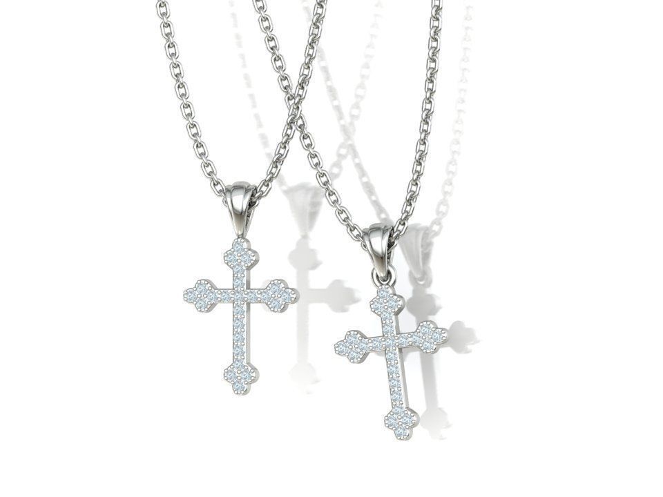 Diamond Cross 16mm Height Necklace Pendant 3Dprint model 3D print model_4