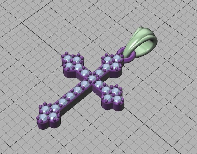 Diamond Cross 16mm Height Necklace Pendant 3Dprint model 3D print model_10