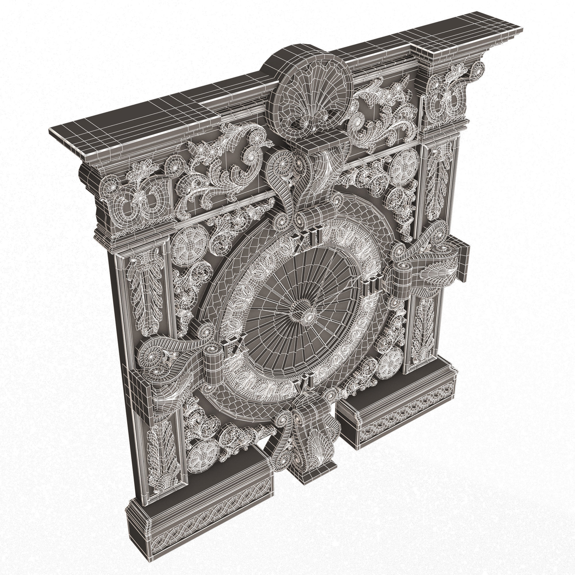 Classic Wall Clock 015 Gold Low-poly 3D model_22