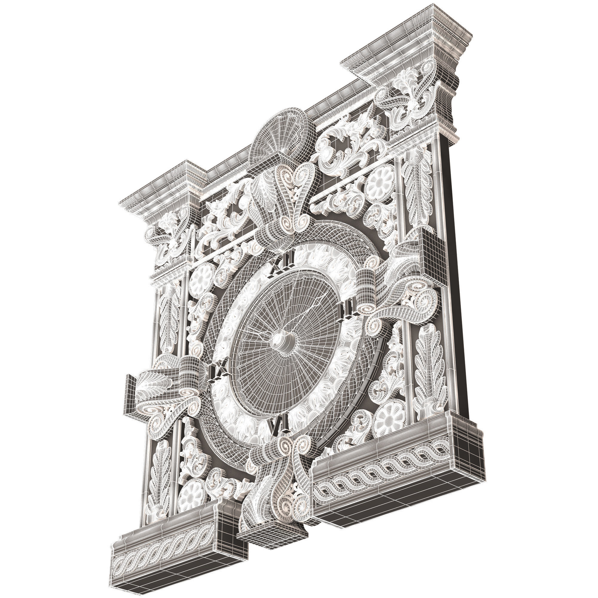 Classic Wall Clock 015 Gold Low-poly 3D model_15