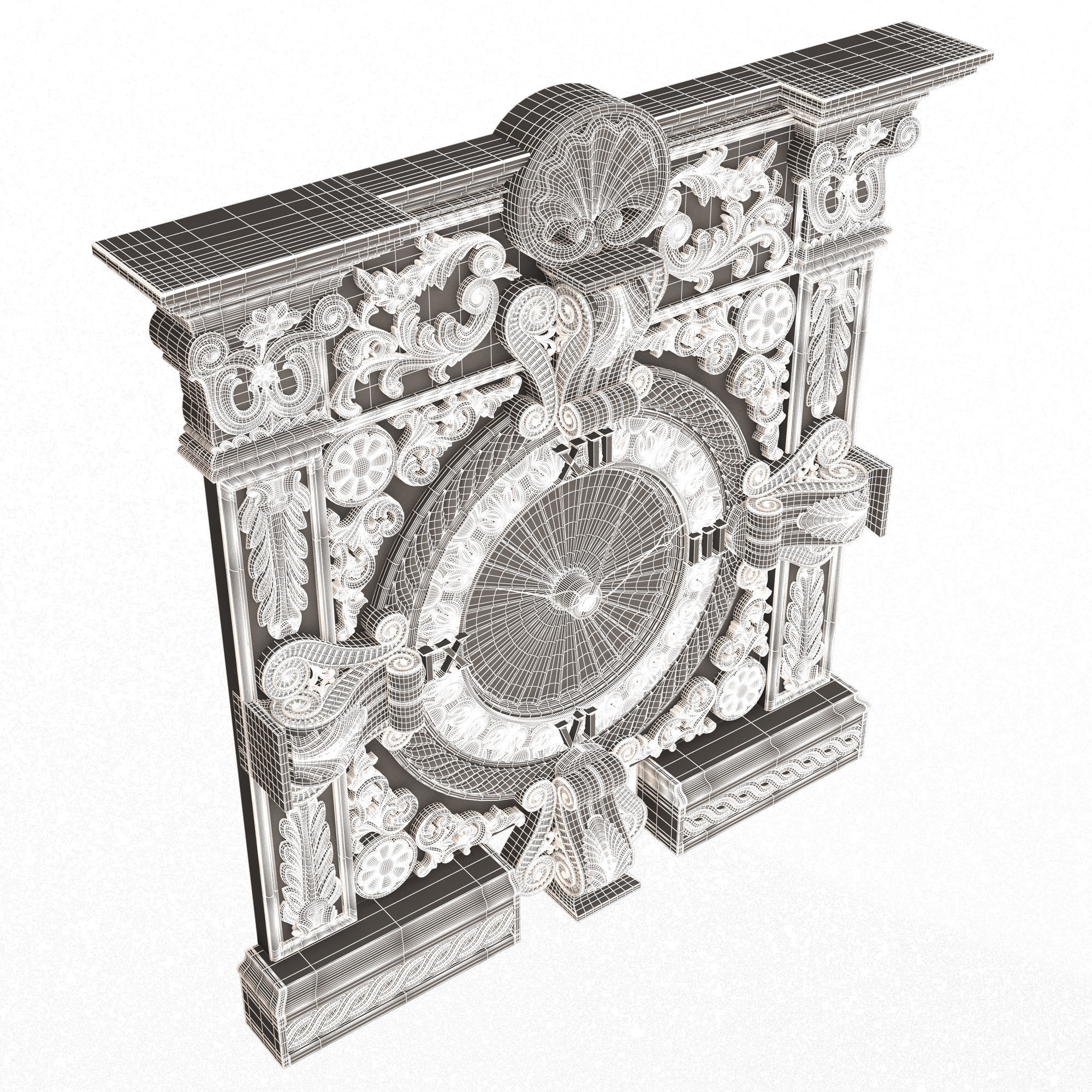 Classic Wall Clock 015 Gold Low-poly 3D model_12