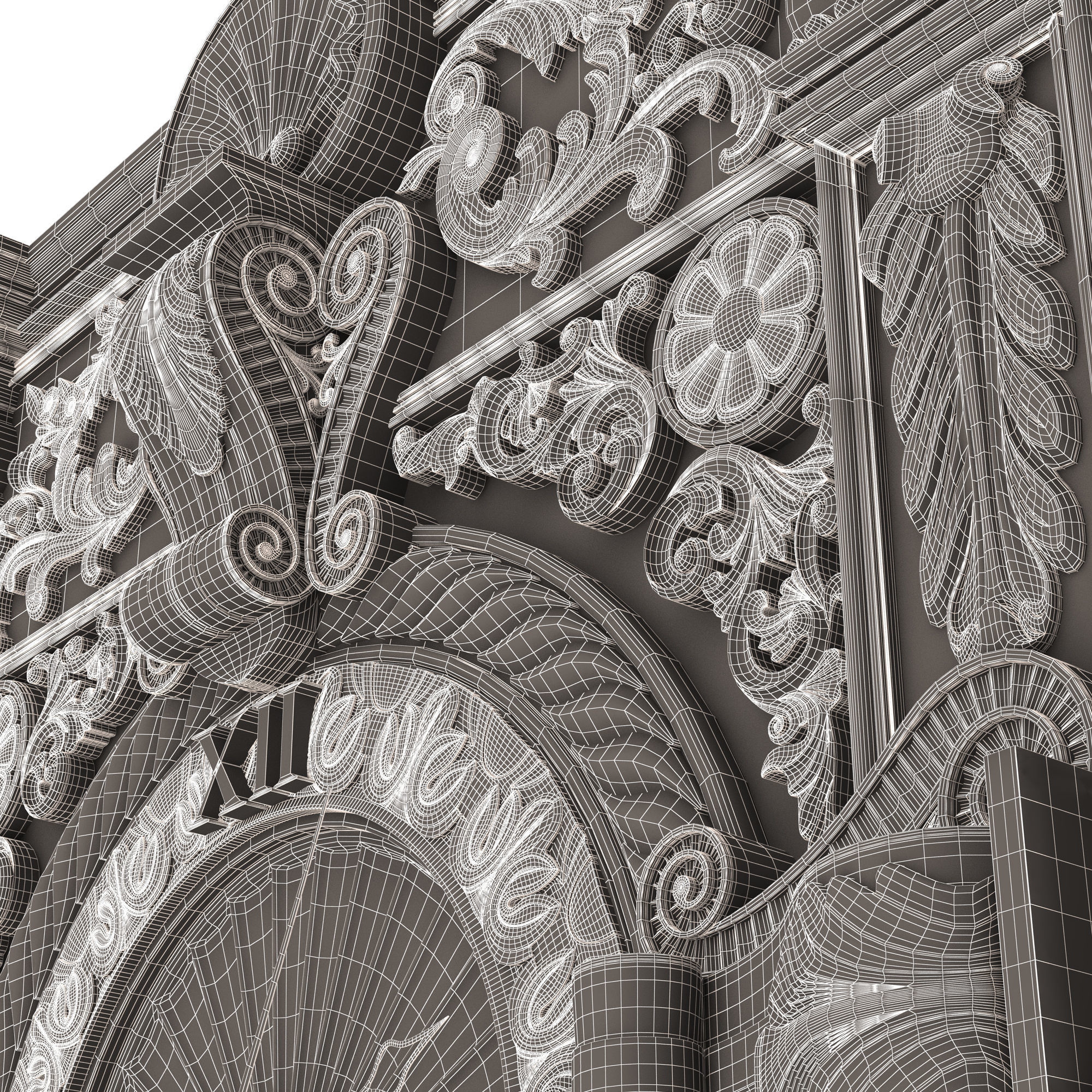 Classic Wall Clock 015 Gold Low-poly 3D model_19