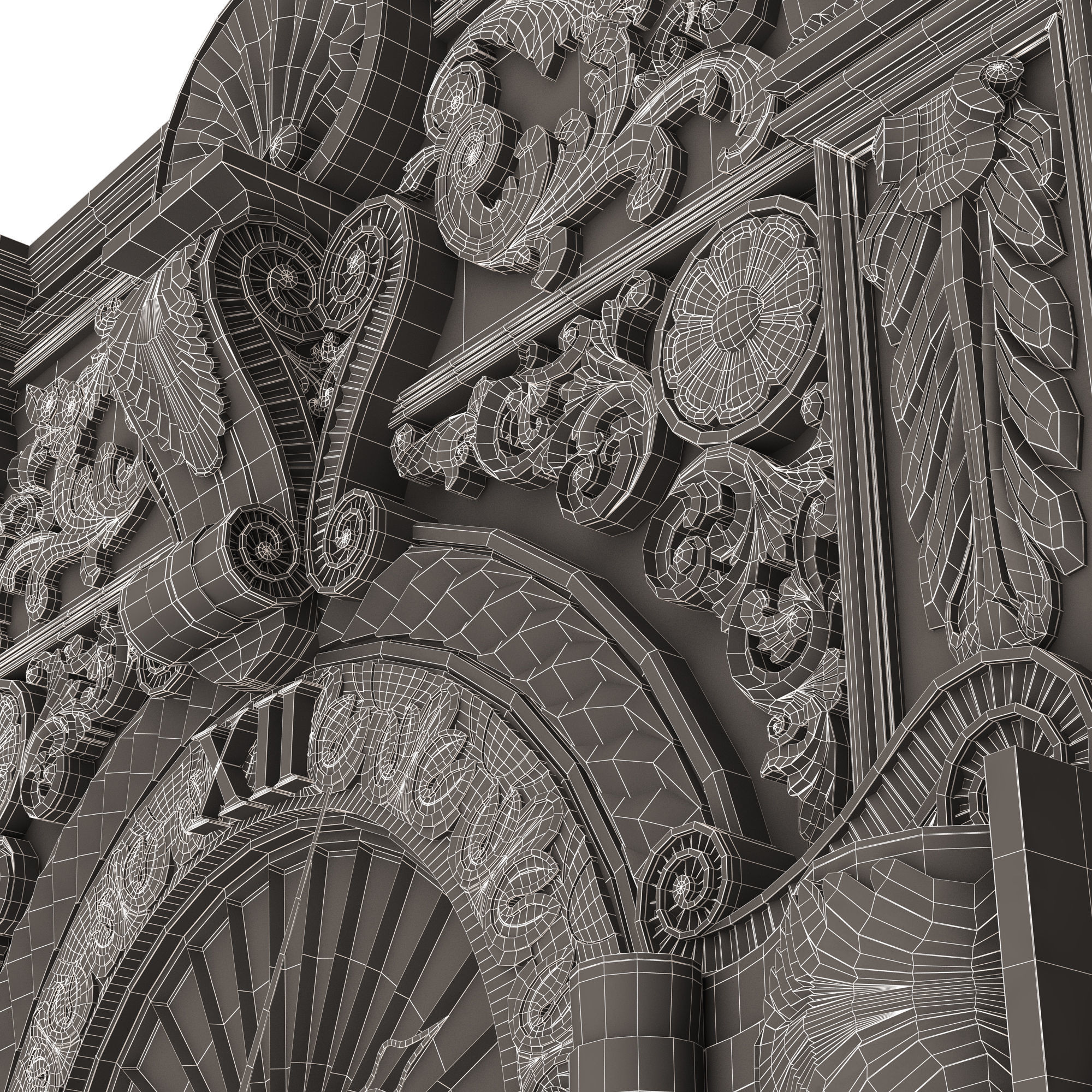 Classic Wall Clock 015 Gold Low-poly 3D model_29