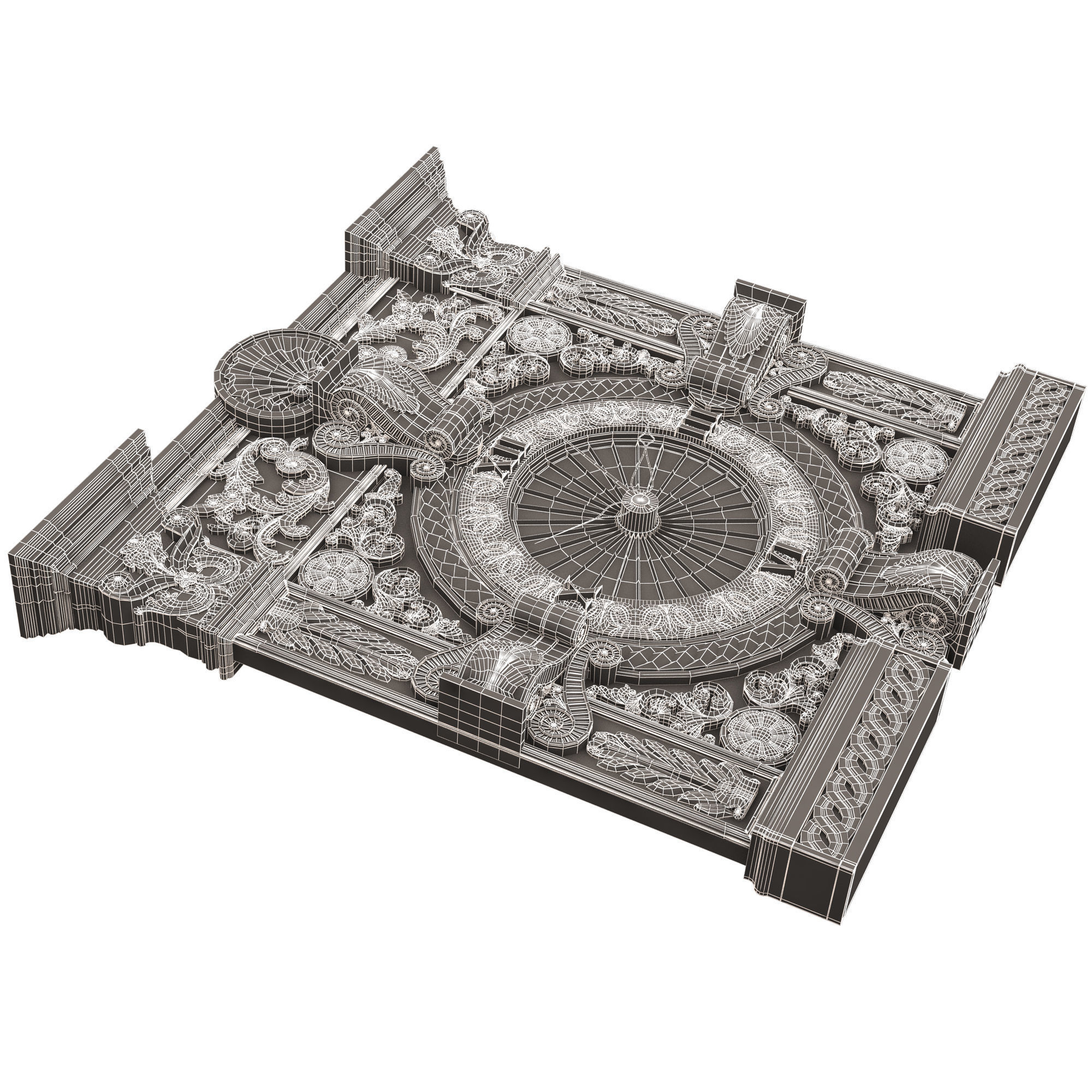 Classic Wall Clock 015 Gold Low-poly 3D model_26