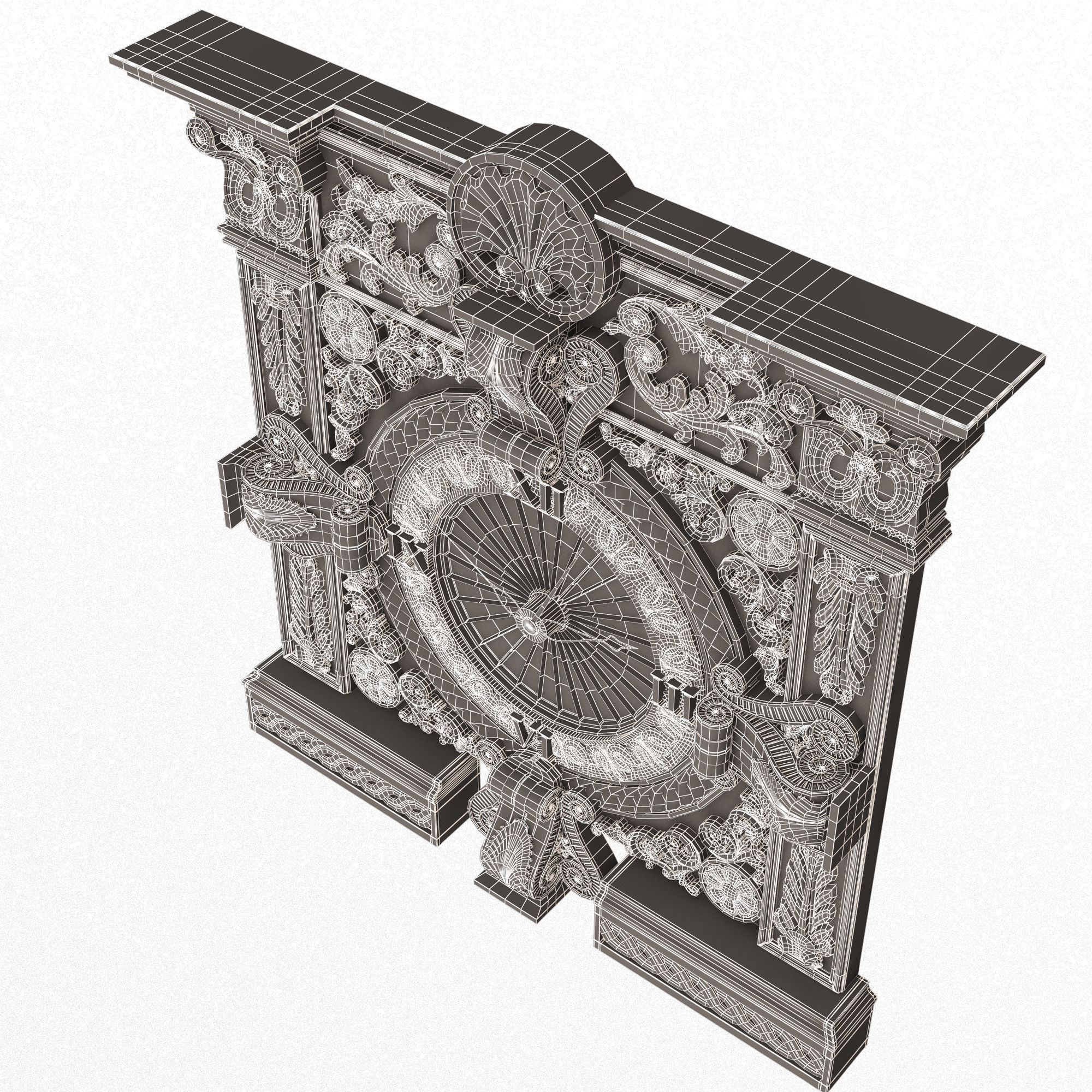 Classic Wall Clock 015 Gold Low-poly 3D model_23