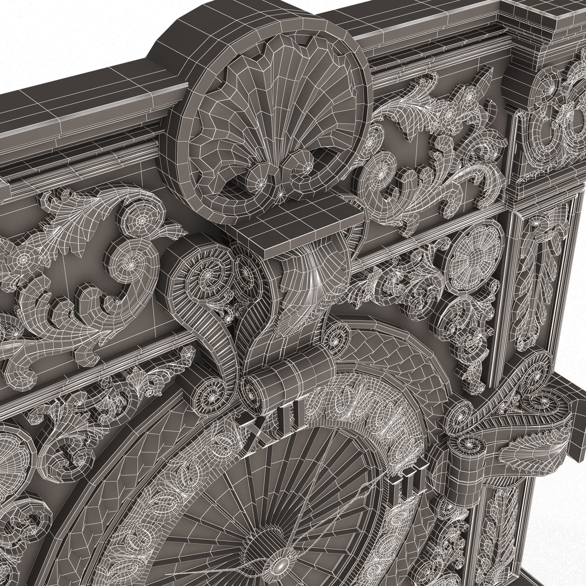 Classic Wall Clock 015 Gold Low-poly 3D model_28