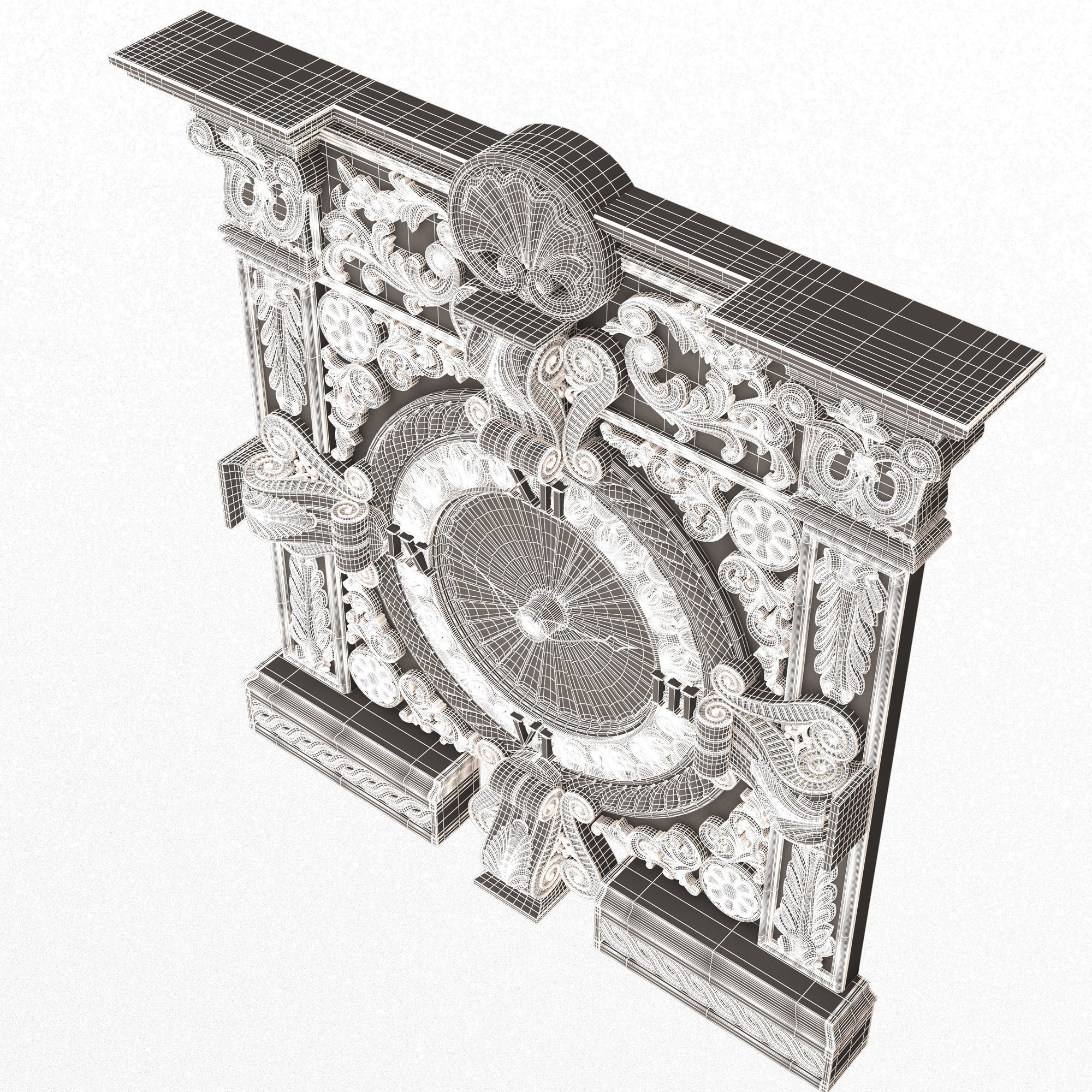 Classic Wall Clock 015 Gold Low-poly 3D model_13