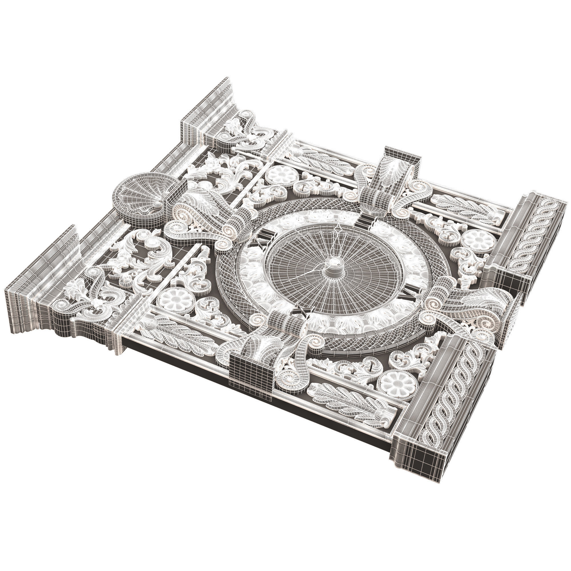 Classic Wall Clock 015 Gold Low-poly 3D model_16