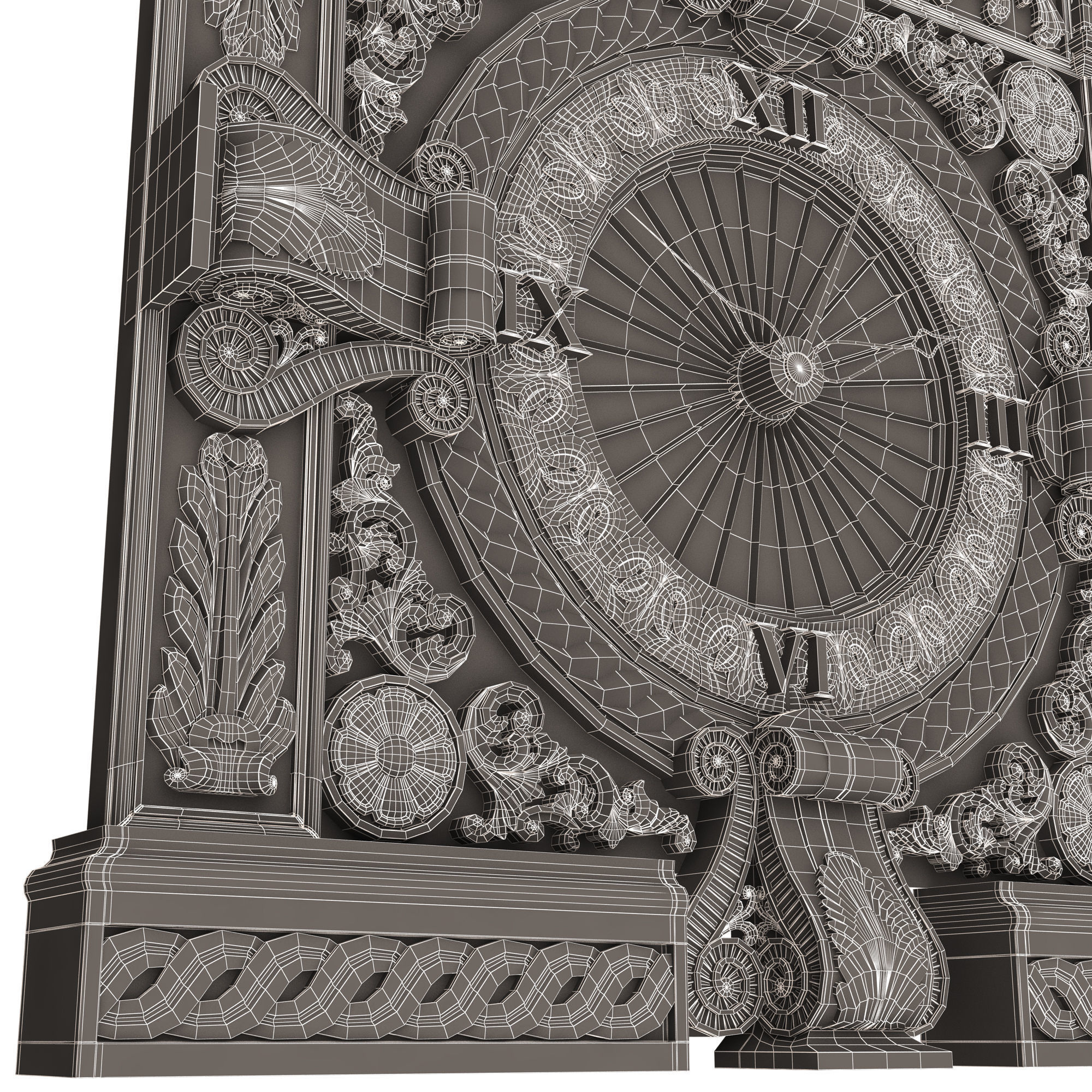 Classic Wall Clock 015 Gold Low-poly 3D model_21