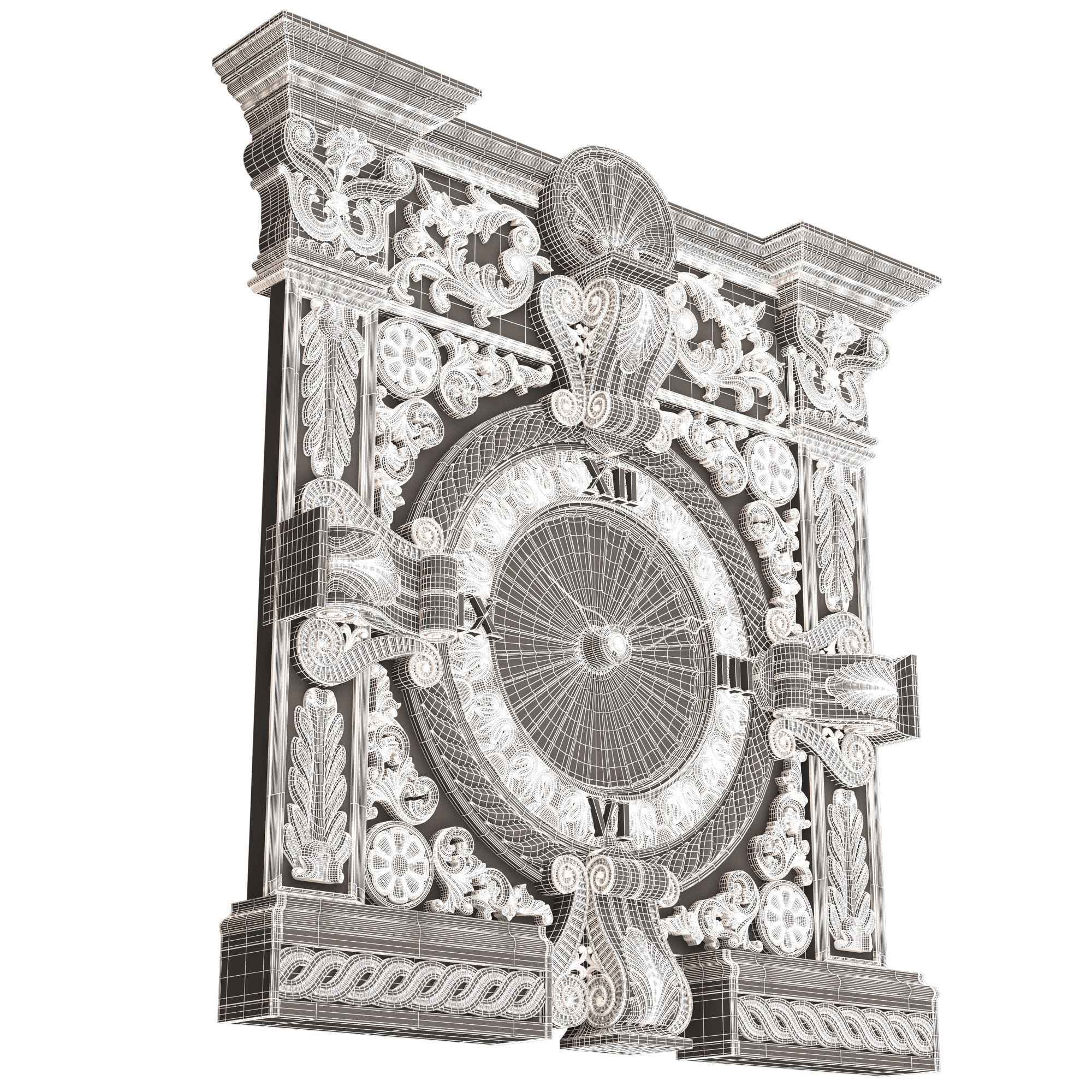 Classic Wall Clock 015 Gold Low-poly 3D model_14