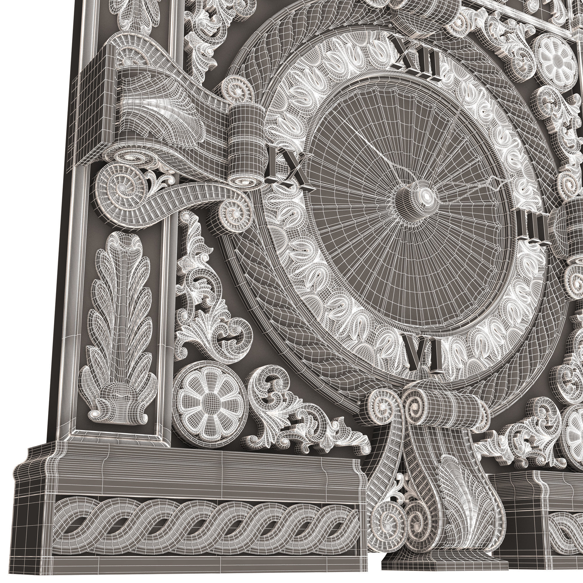 Classic Wall Clock 015 Gold Low-poly 3D model_11