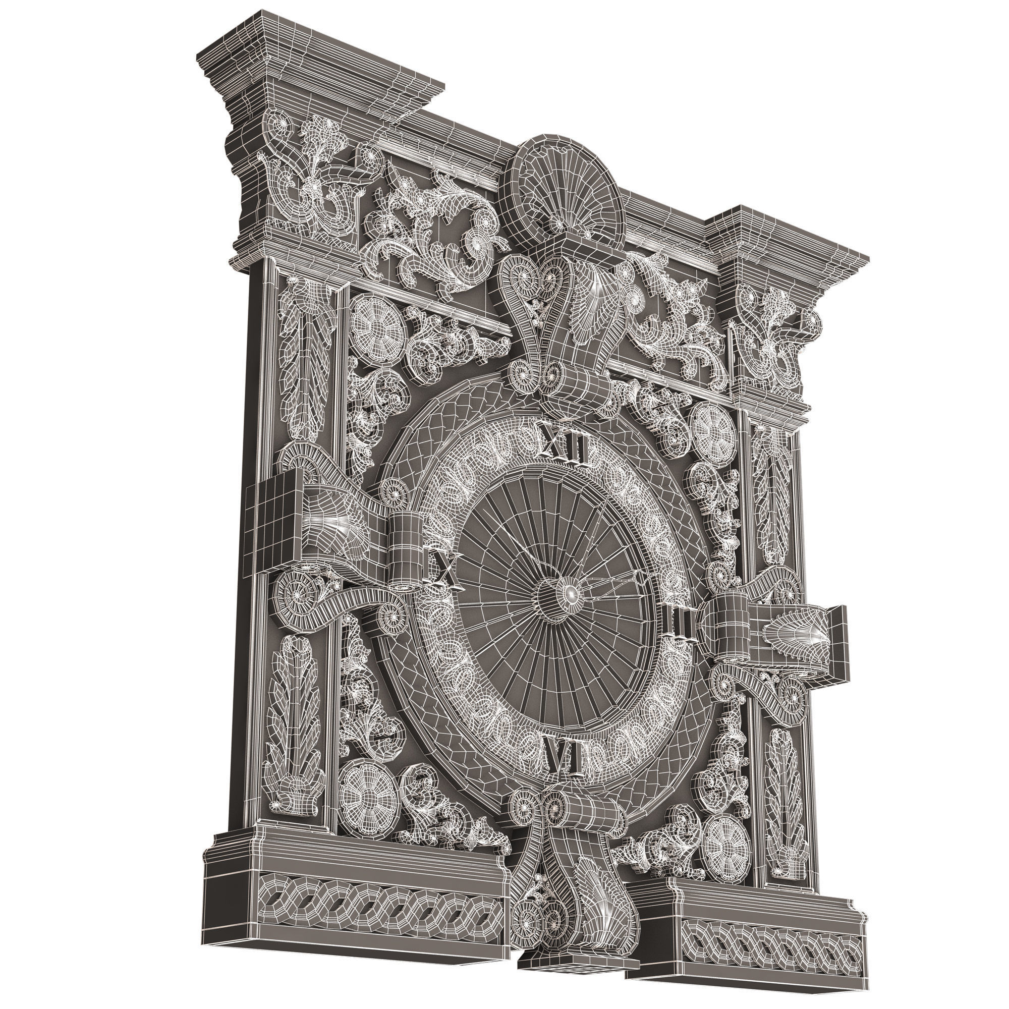 Classic Wall Clock 015 Gold Low-poly 3D model_24