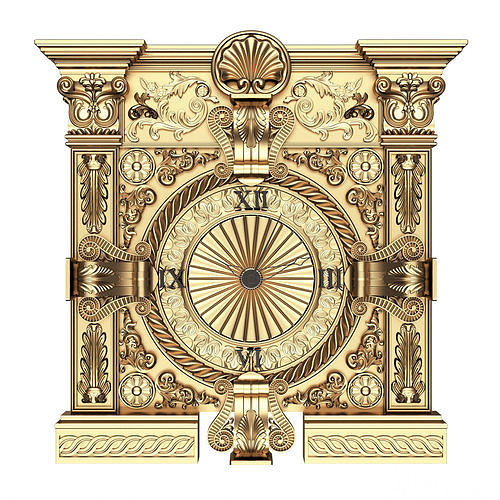 Classic Wall Clock 015 Gold Low-poly 3D model