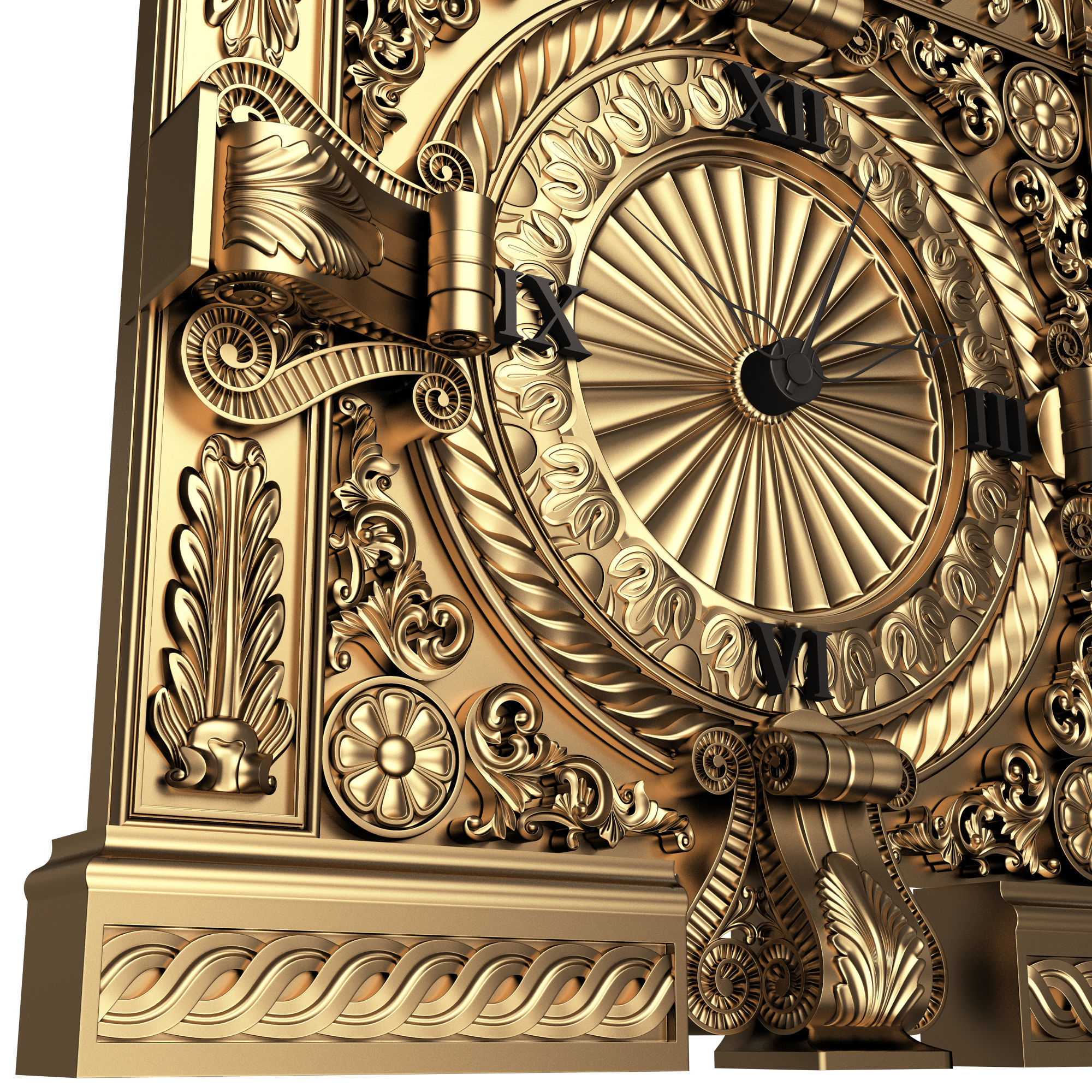 Classic Wall Clock 015 Gold Low-poly 3D model_1