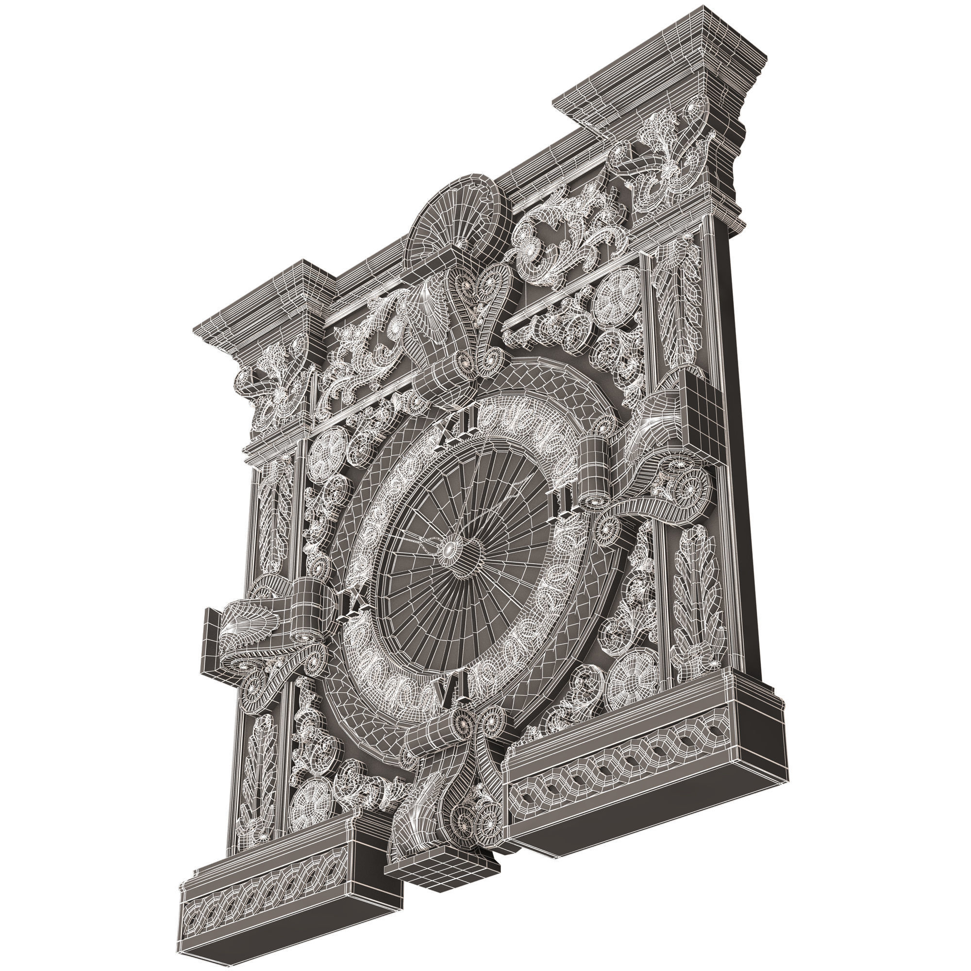 Classic Wall Clock 015 Gold Low-poly 3D model_25