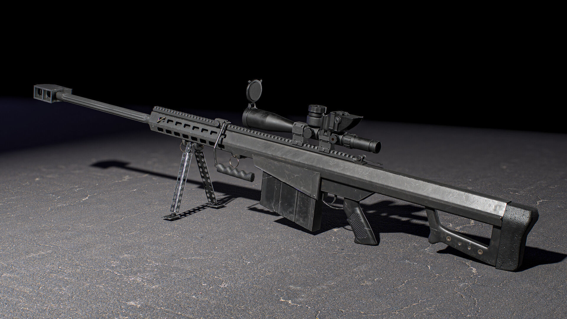Barrett M82 Low-poly 3D model_3