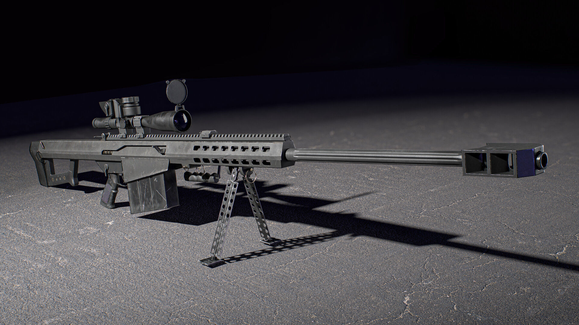 Barrett M82 Low-poly 3D model_2