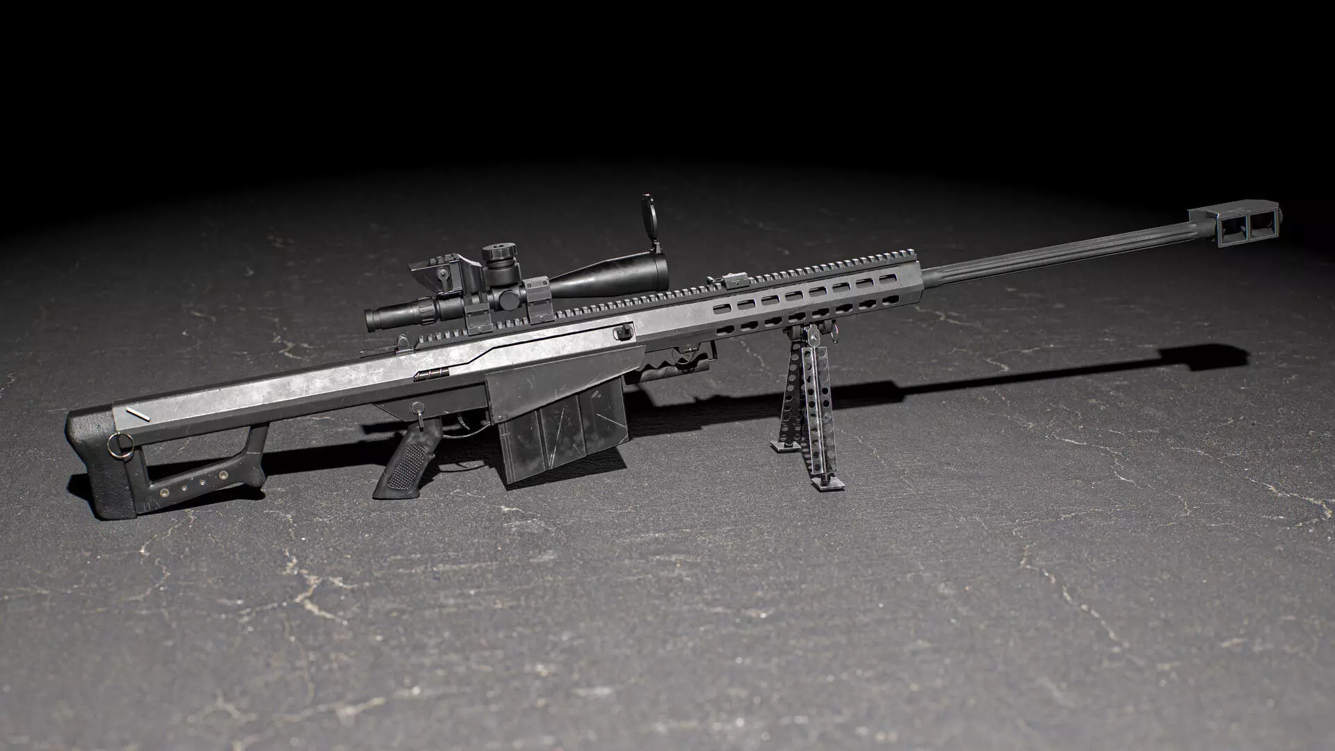 Barrett M82 Low-poly 3D model_0