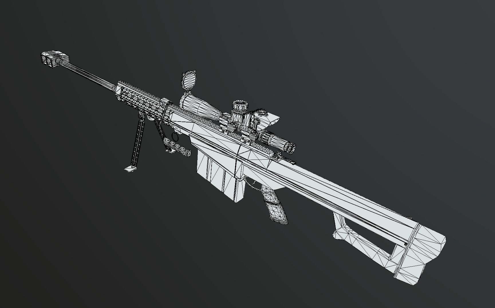 Barrett M82 Low-poly 3D model_6