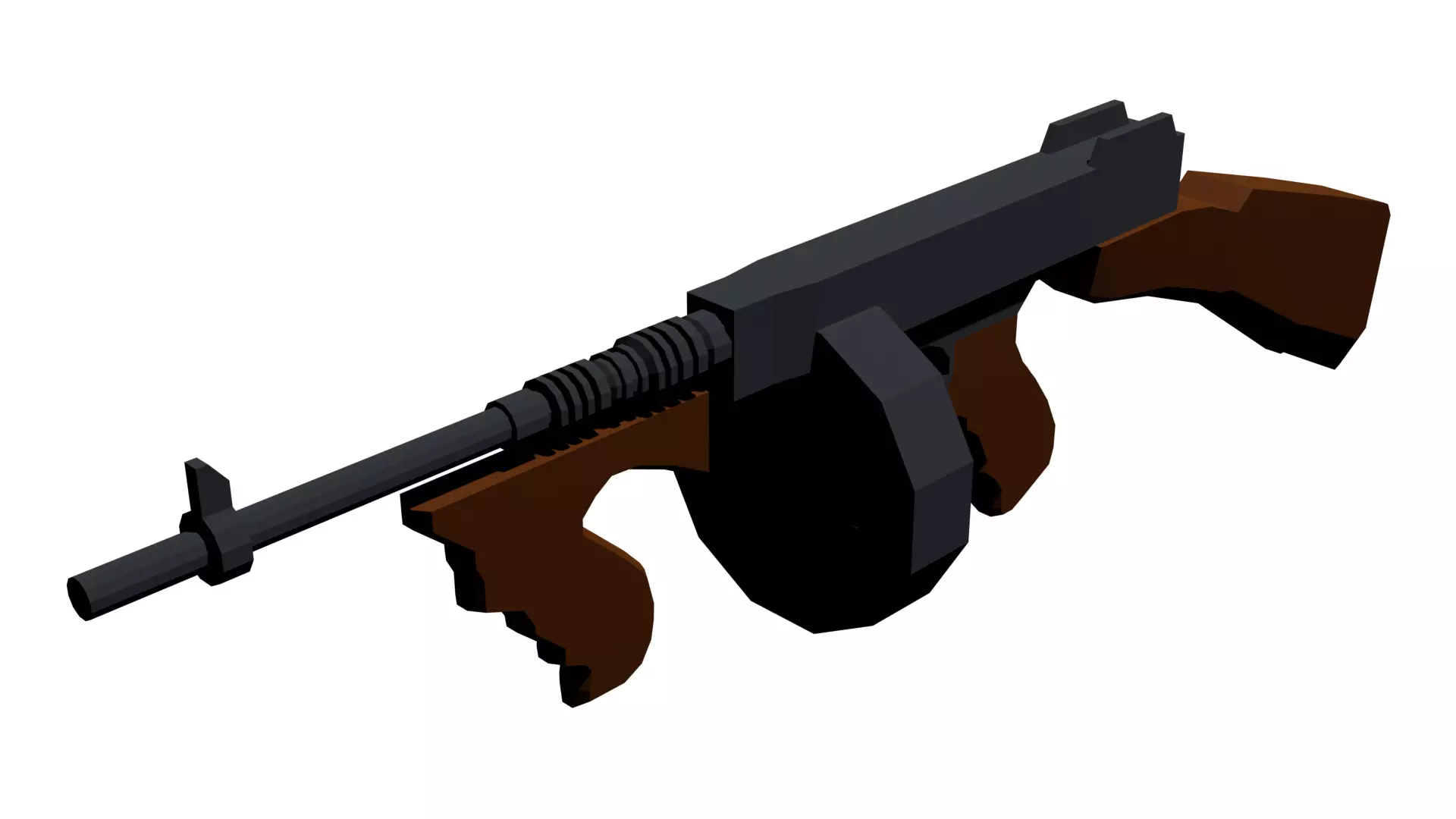 Thompson M1928 Submachine Gun Low-poly 3D model_0