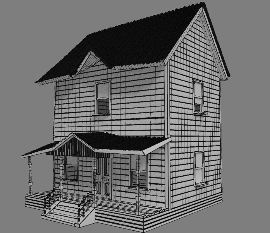 Abandoned Wooden House Low-poly 3D model_8