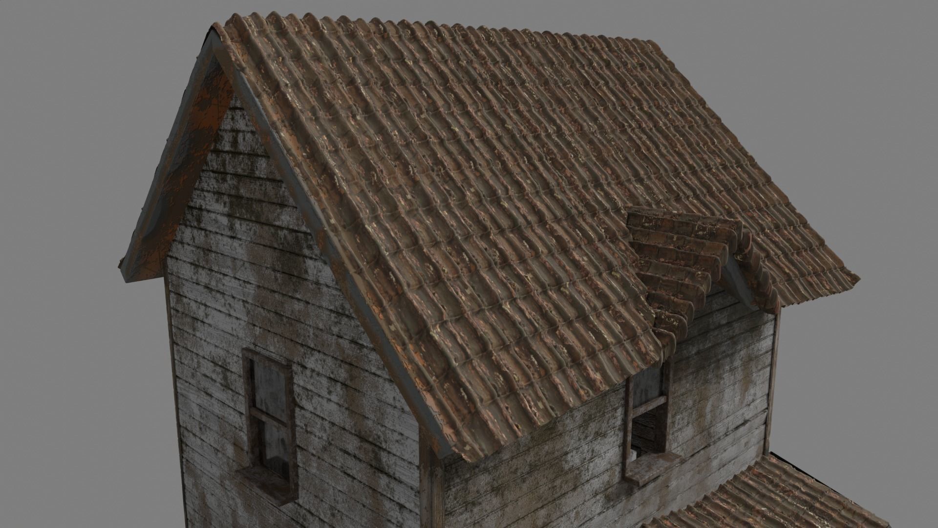 Abandoned Wooden House Low-poly 3D model_5
