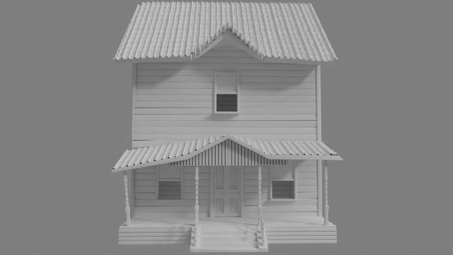 Abandoned Wooden House Low-poly 3D model_7