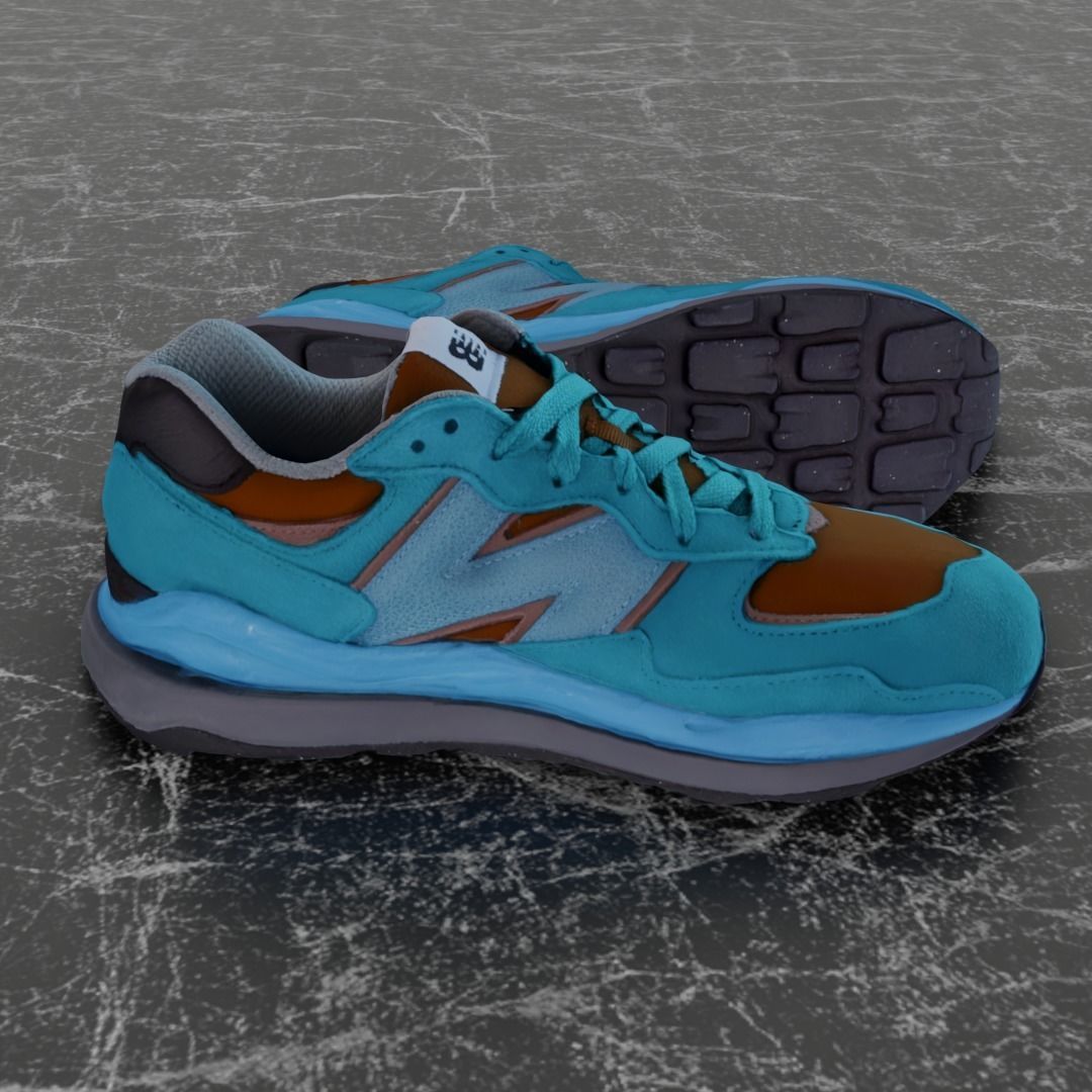 NEW BALANCE 3D SHOES - TURQUOISE - BROWN Low-poly 3D model_8