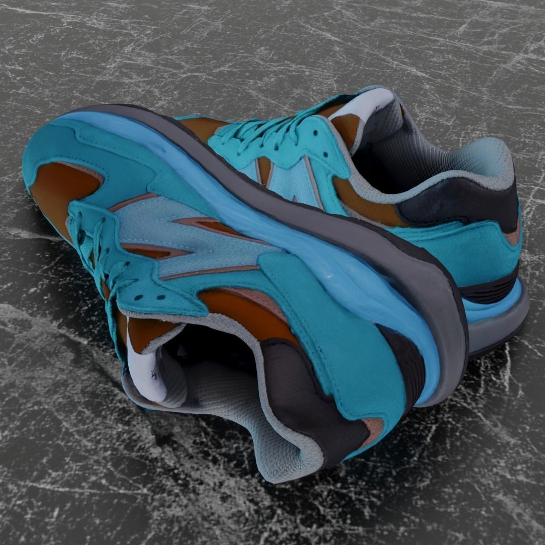 NEW BALANCE 3D SHOES - TURQUOISE - BROWN Low-poly 3D model_10
