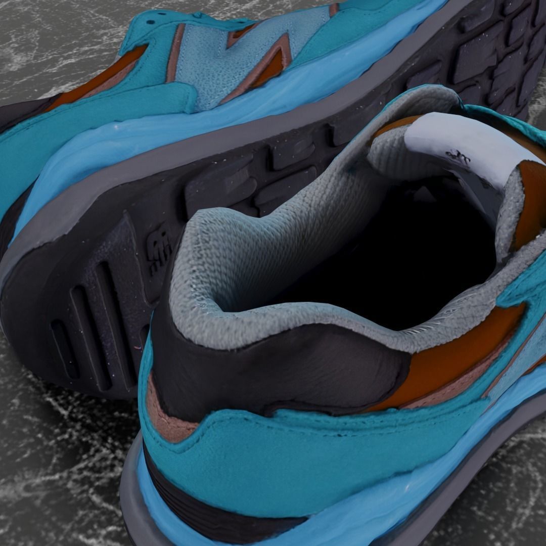 NEW BALANCE 3D SHOES - TURQUOISE - BROWN Low-poly 3D model_5