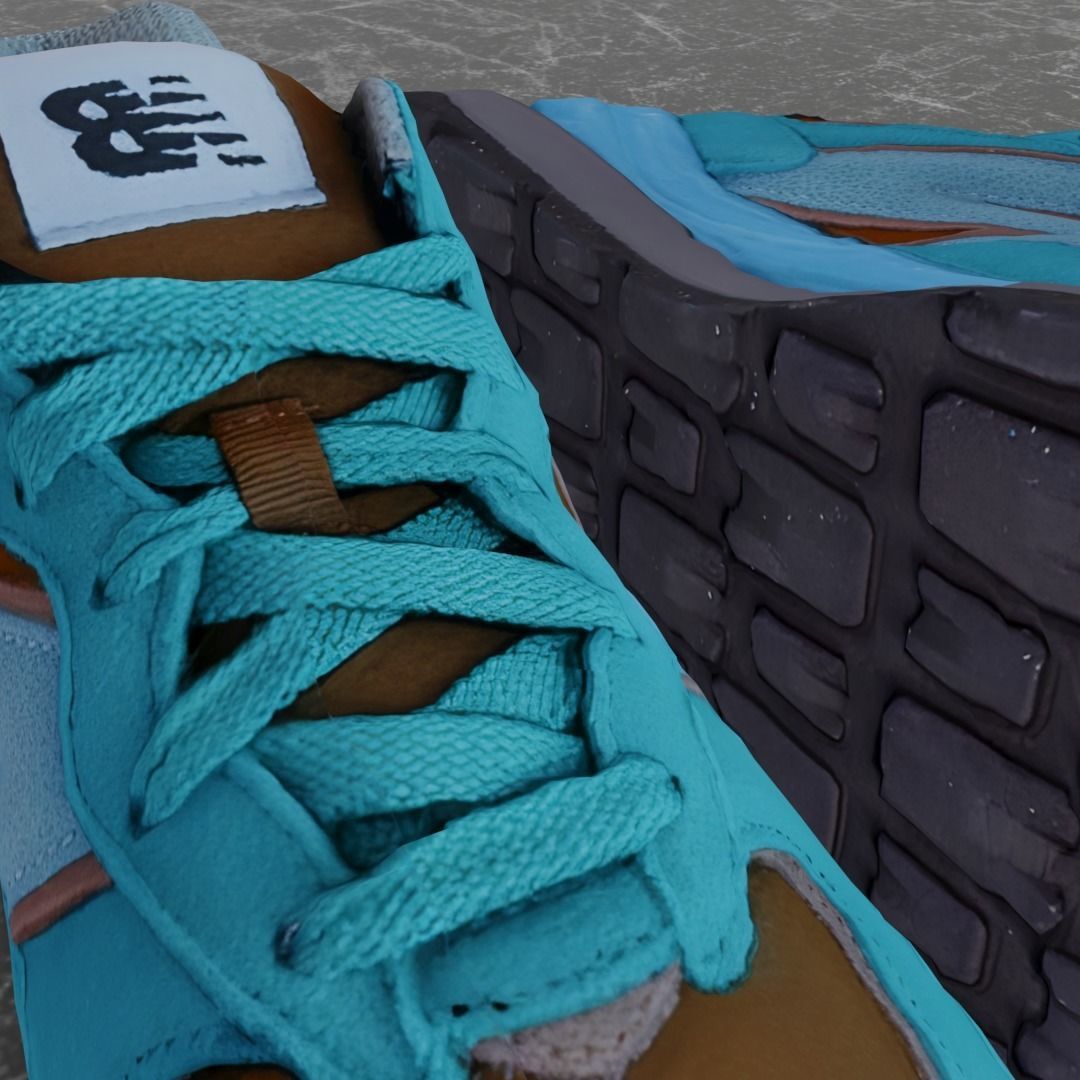 NEW BALANCE 3D SHOES - TURQUOISE - BROWN Low-poly 3D model_1