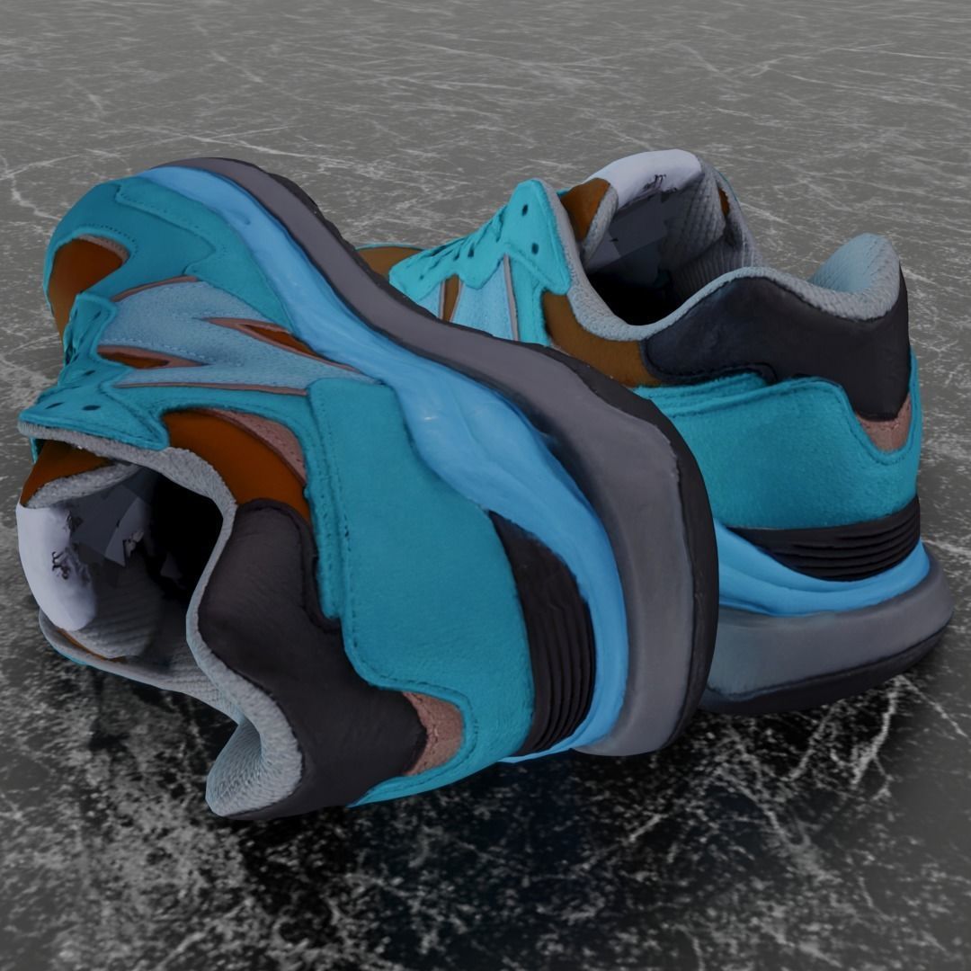 NEW BALANCE 3D SHOES - TURQUOISE - BROWN Low-poly 3D model_12