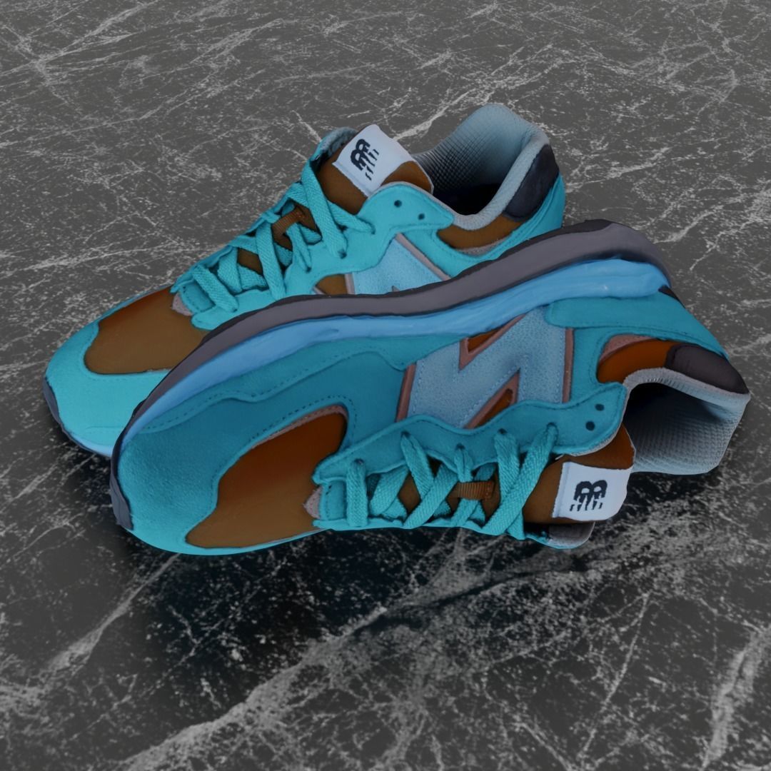 NEW BALANCE 3D SHOES - TURQUOISE - BROWN Low-poly 3D model_7