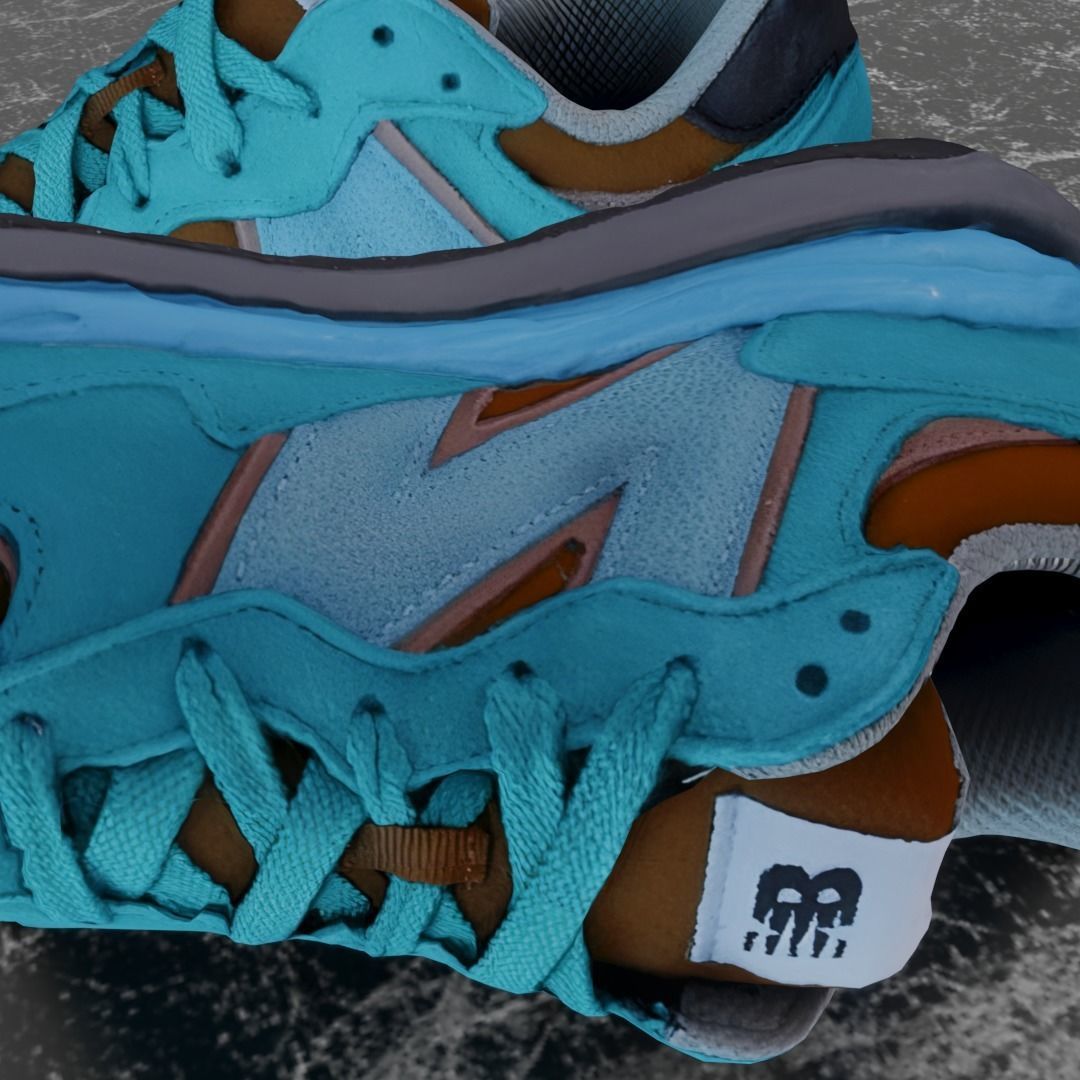 NEW BALANCE 3D SHOES - TURQUOISE - BROWN Low-poly 3D model_3