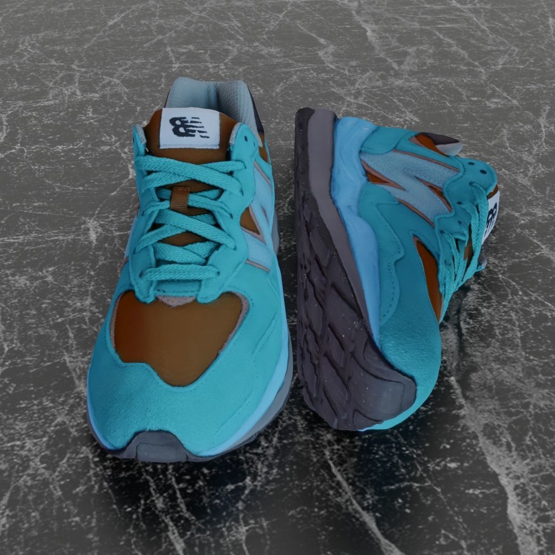 NEW BALANCE 3D SHOES - TURQUOISE - BROWN Low-poly 3D model_6