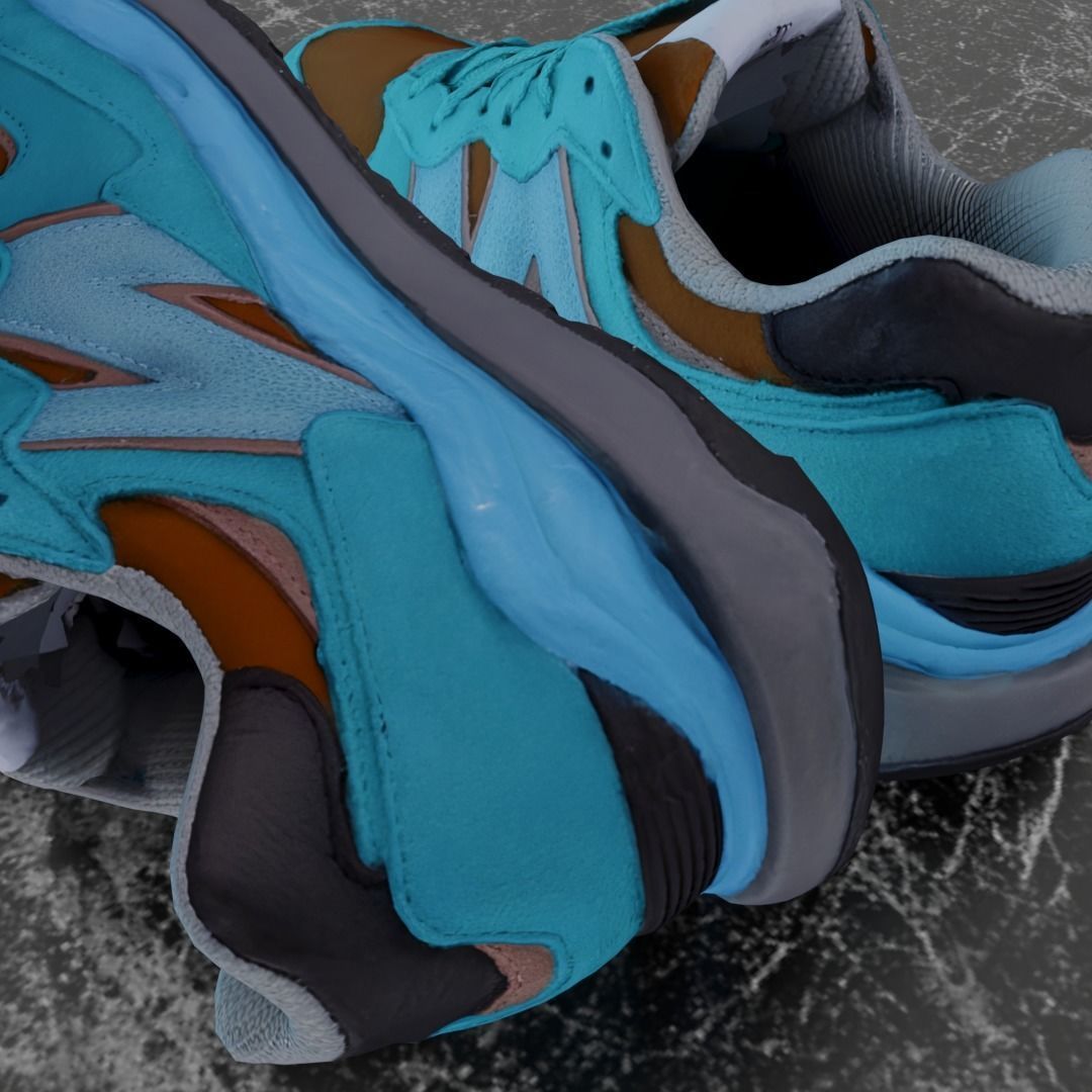 NEW BALANCE 3D SHOES - TURQUOISE - BROWN Low-poly 3D model_4