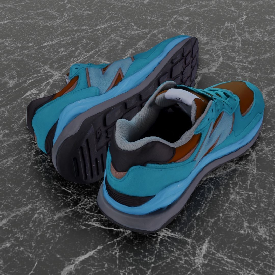 NEW BALANCE 3D SHOES - TURQUOISE - BROWN Low-poly 3D model_9