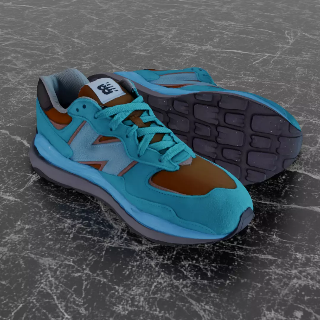 NEW BALANCE 3D SHOES - TURQUOISE - BROWN Low-poly 3D model_0